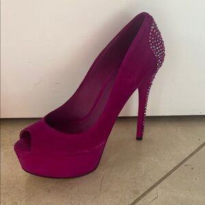 Brian Atwood Fuchsia Embellished Heels